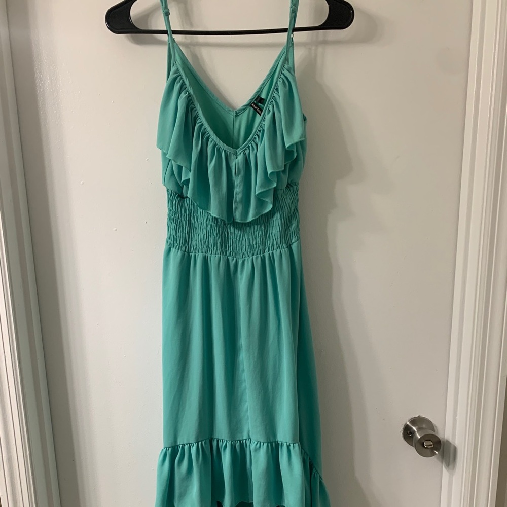 Teal dress high low